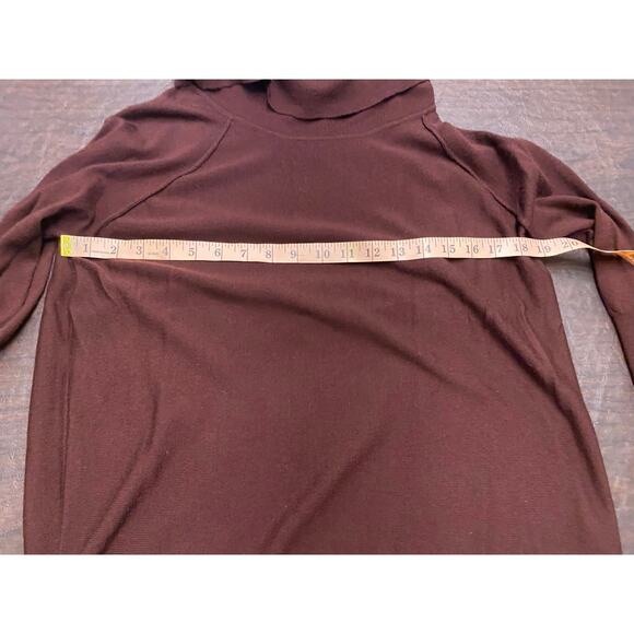 Tahari Extrafine Merino Wool Cowl Neck Tunic Sweater Brown Long Sleeve Small - Picture 6 of 8